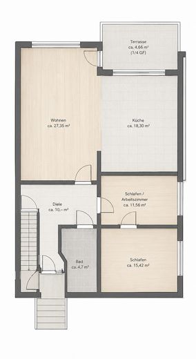 Kernsanierte 4–5-Zimmer-Wohnung | Einbauküche | Kamin | Garage | Terrasse – EG - Vorläufiger Grundriss 