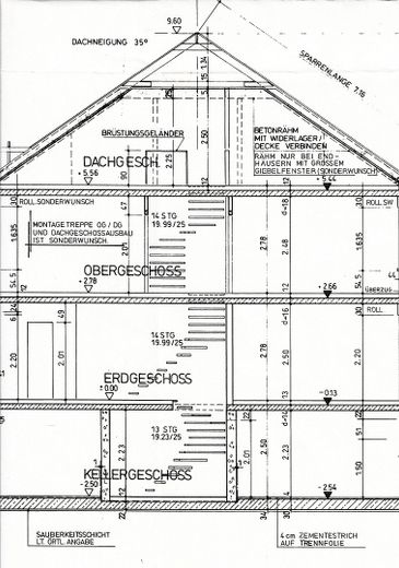 Reihenhaus, mit Doppelgarage, PV-Anlage, Speicher – Schnitt Gebäude