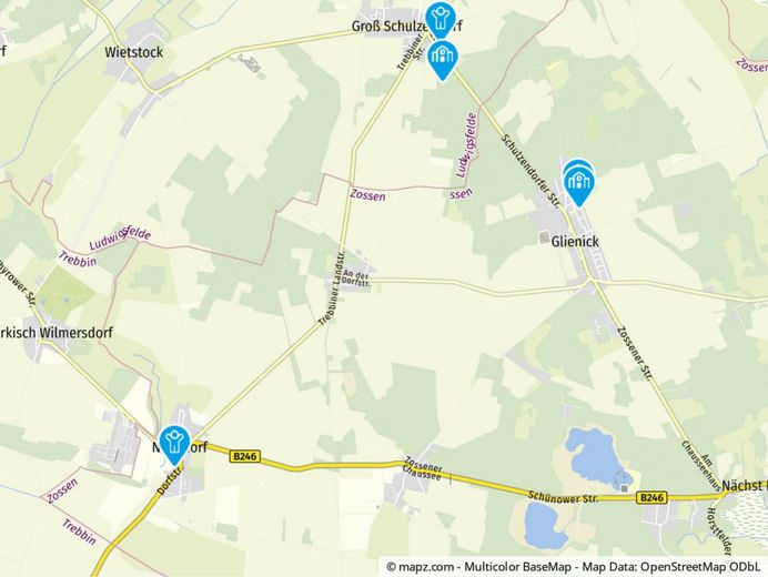 Sichern sie sich eins der letzten Baugrundstücke mit Panoramablick in Zossen. Voll erschlossen !!! – Kartenausschnitt