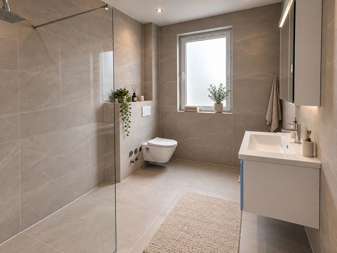Appartements neu construits exclusifs au cœur d’Erlensee – modernes, calmes et haut de gamme – Beispiel Badezimmer