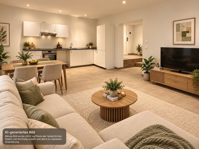 Modern wonen in Stuttgart-West | 53 m² | Inbouwkeuken | Vloerverwarming | Energetisch gerenoveerd – Wohnzimmer Beispiel