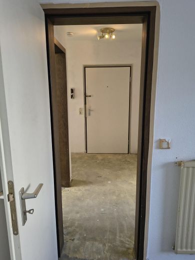 Appartement en copropriété solide de 2 pièces avec loggia et vue imprenable dans un emplacement calme – Blick zum Wohnungseingang