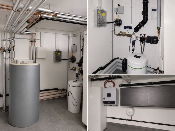 Erstbezug: A+ Neubau-Reihenhaus mit 6 Zimmern, Premiumküche, PV-Speicher & Garten – Technik-/Hauswirtschaft