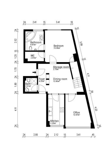 Maisonette Penthouse Wohnung mit Doppelgarage und weitere Nutzfläche im EG in Aachen - Zentrum – Penthouse Maisonette Grundriss unteres Geschoss