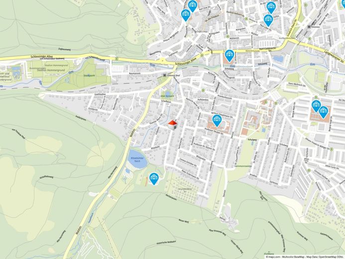2-Raum-Dachgeschosswohnung in bester Wohnlage von Ilmenau (Südviertel) – Geolyzer Kartenausschnitt