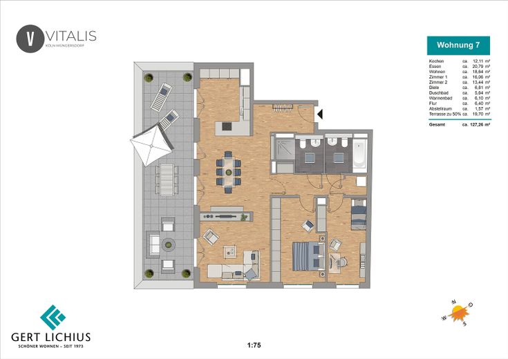 Wohnen mit Stil & Privatsphäre: Exklusives Penthouse in Köln-Müngersdorf – Grundriss Penthouse