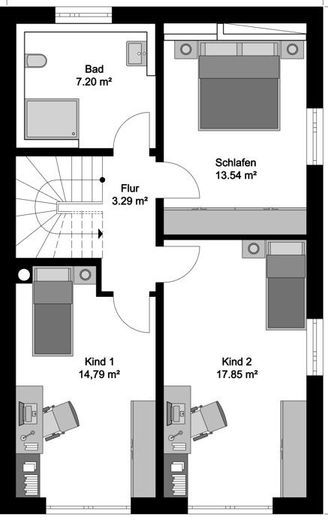 Familientraum in Obing: Exklusive Neubau-DHH mit 179 m² Wohn-/ Nutzfläche – OBERGESCHOSS