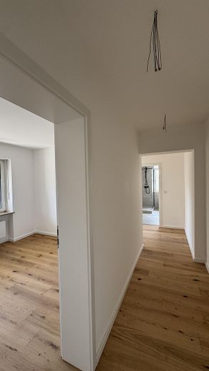 Komplett saniert: 3 Zimmer, Echtholzparkett, großer Balkon, Wärmempumpe – provisionsfrei – Flur