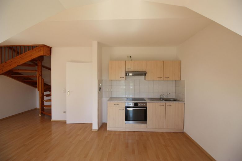 Stadtnahe lichtdurchflutete Maisonettewohnung mit Südbalkon am Waldrand – Wohn- und Essbereich