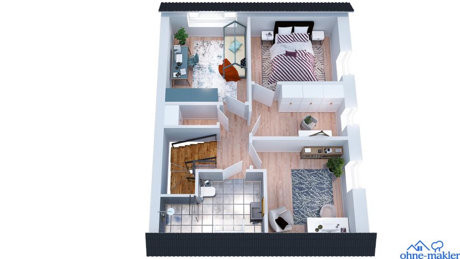 NEUBAU I ERSTBEZUG ! EXKLUSIVE DOPPELHAUS / DOPPELHAUSHÄLFTE in SELSINGEN, Nähe Zeven ! – 3D Ansicht OG