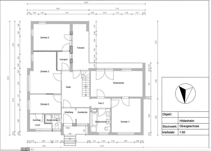 Maison d’architecte située sur un versant calme avec espace séparé pour bureau/cabinet (appartement indépendant) – Grundriss oben