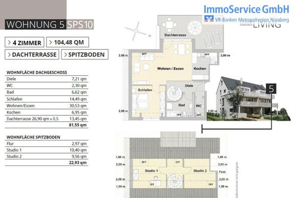Letzte Einheit: 4-Zimmer-Maisonette-ETW inkl. Studio mit Süd-West-Dachterrasse in KFW 40 Standard!