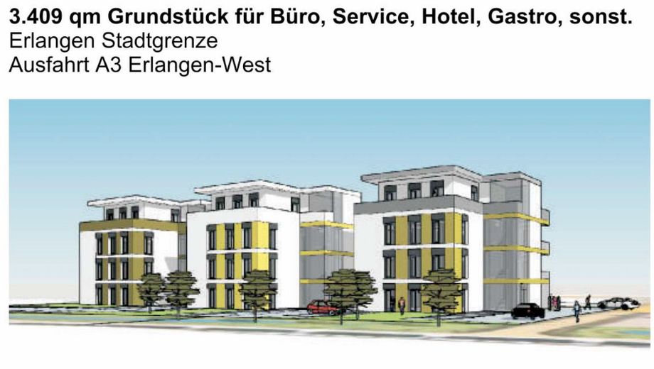 Top-Grundstück 3409 qm, A3 Erlangen-West, teilbar – Projektidee TRIO