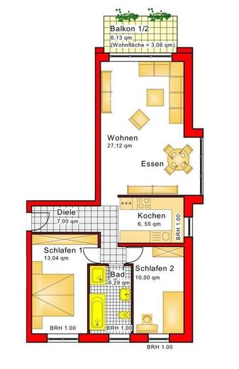 TOP 3,5-Zimmer Wohnung im 1. OG – Grundriss