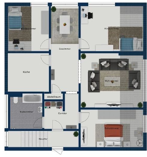 Apartment building in an excellent location with conservatory, 4 garages + building plot for 4 apartments – Grundriss 1. OG links