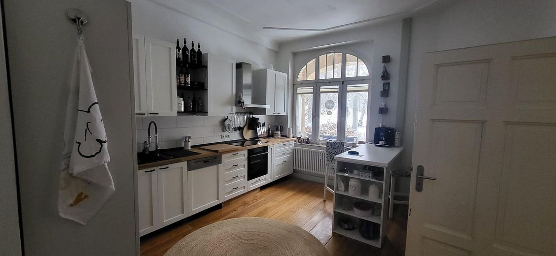 Wunderschöne großräumige 4 Raum Wohnung + Kamin & direkter Zugang zum Garten direkt am Schloßpark –  Küche ohne Inventar