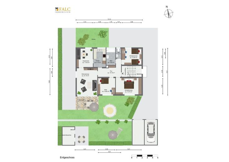 Bezugsfrei! 5 Zimmer, Terrasse und Garten - FALC Immobilien Heilbronn – Grundriss