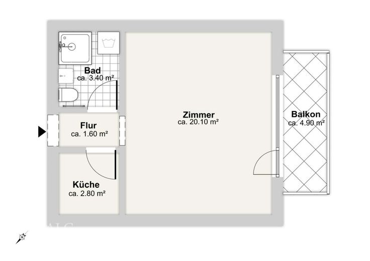 Moderne Single-Wohnung mit Balkon-Blick über Kriftel – Grundriss
