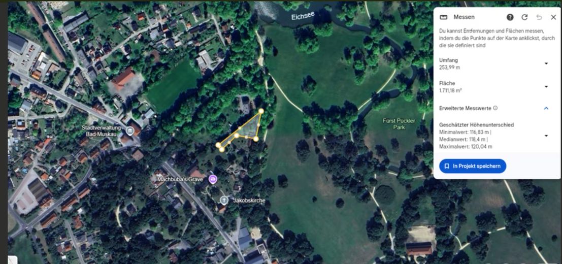 Bauland & Grundstück Bad Muskau direkt am Park Fürst Pückler – Satelittenbild