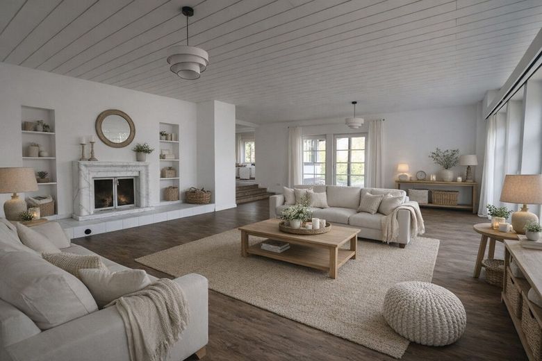 Exklusive Villa mit Wellnessbereich, Pool &amp; großem Grundstück (inkl. Renovierung und neuem Dach) – Wohnzimmer Einrichtungsbeispiel