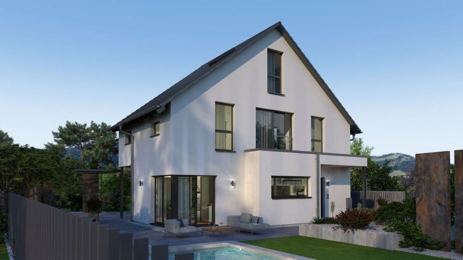 DOM O DOJRZAŁEJ ARCHITEKTONICZNIE I FUNKCJONALNEJ KONSTRUKCJI – Ansicht Garten