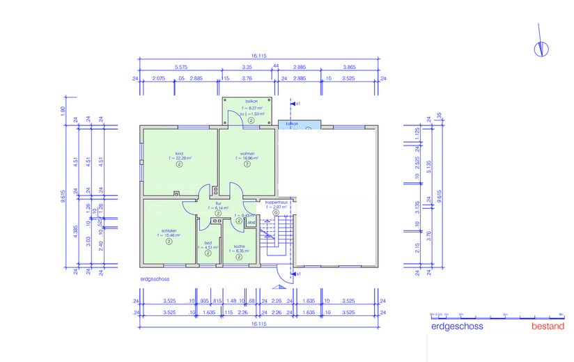 Frisch renovierte 3-Zimmer-Eigentumswohnung mit Balkon – Grundriss