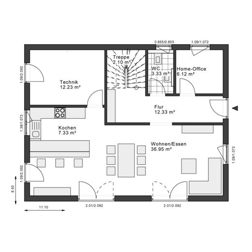 La tua casa, tanto individuale quanto te. – Grundriss EG