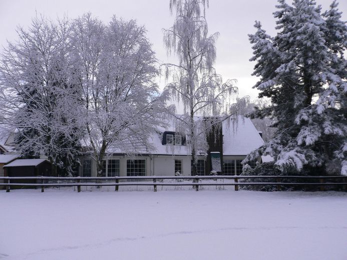 अलग स्थित सहायक आवास वाली स्वतंत्र एकल-परिवार आवासीय संपत्ति – Hausansicht im Winter