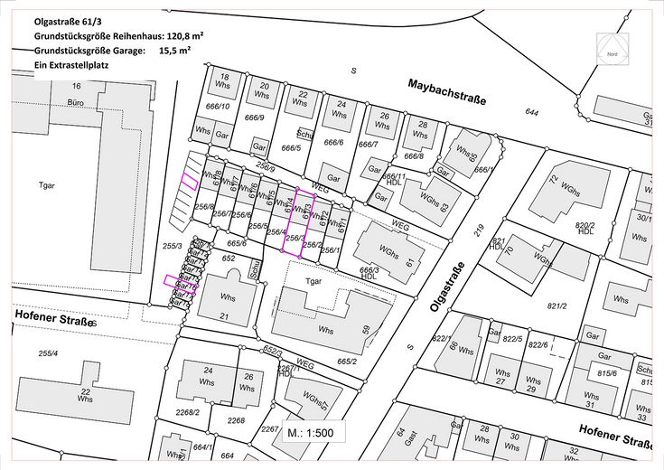 Reihenmittelhaus sehr zentral in Friedrichshafen 600 m vom Bodensee – Lageplan