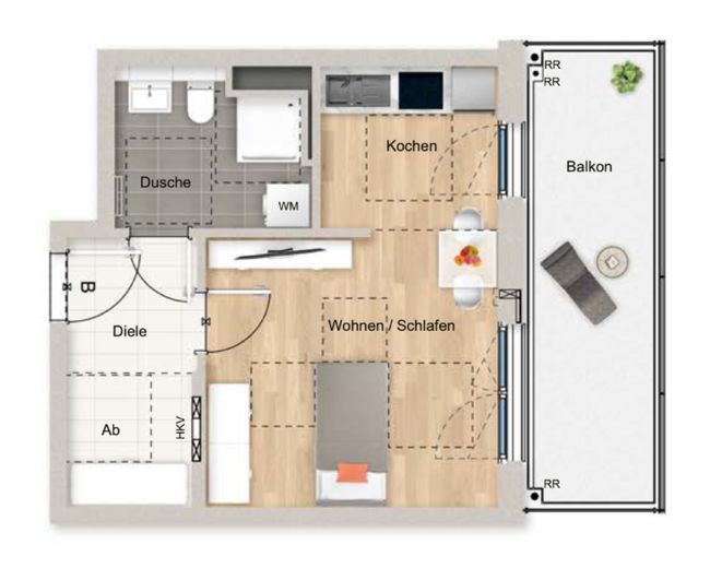 Business Apartment möbliert alle Kosten inklusive – Grundriss