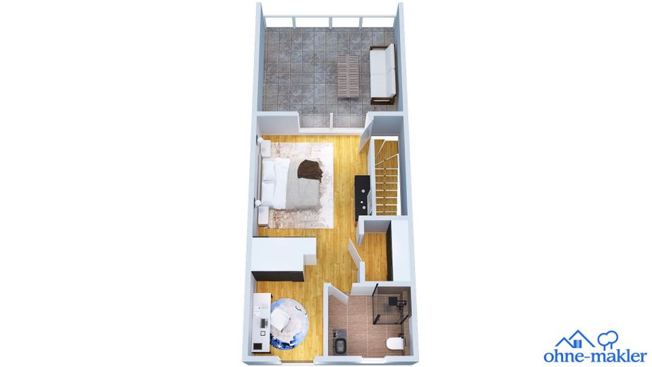 Modernes Reihenmittelhaus mit Garten und Dachterrasse in Berlin-Lichtenrade – DG