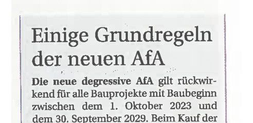 Grundregeln der neuen AfA