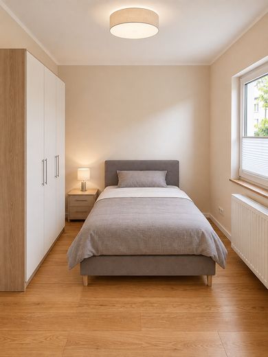 Möblierte 5-Raum Wohnung mit 2 Bädern, Einbauküche und Terrasse – Mögliches Schlafzimmer