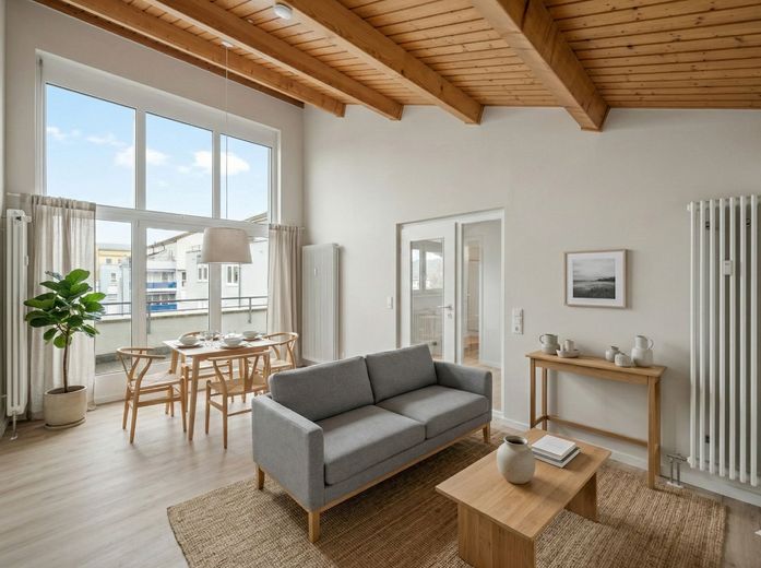 WOHNEN MIT WEITBLICK – STILVOLL, MODERNISIERT UND ZENTRUMSNAH IN RHEINFELDEN – Wohnen/Essen Visualisierung