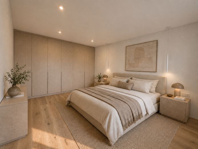 Kernsanierte 2,5-Zimmer-Wohnung mit Balkon in Solln – Erstbezug, provisionsfrei – Schlafzimmer_visualisiert