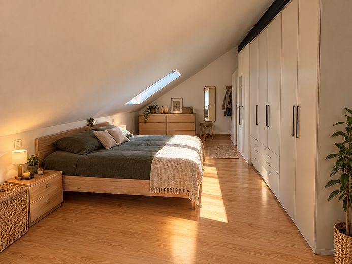 helle 2-Zimmer Wohnung mit Balkon – Schlafen im Dachgeschoss