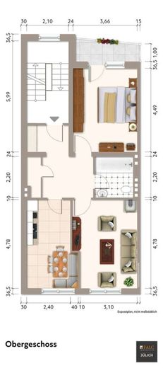 Mitten im Zentum investieren, Mehrfamilienhaus in Jülich – Grundriss 1.OG 2.OG