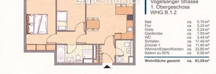 कोलोन-एरेनफ़ेल्ड में आधुनिक स्वामित्व वाला अपार्टमेंट – निर्माण वर्ष 2017 | KfW-55 | लगभग 83,55 m²