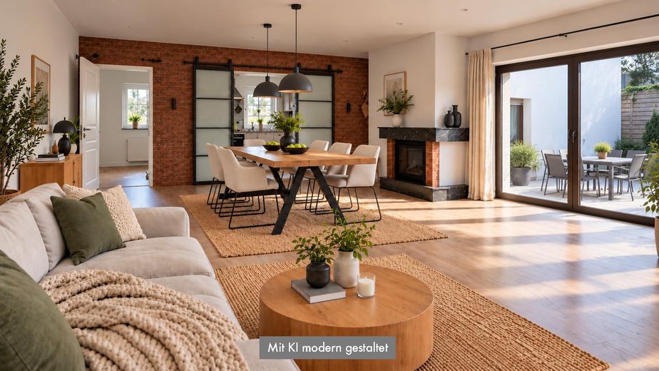 Architekten-Bungalow mit großem Grundstück und Baupotenzial – Wohnraum modern gestaltet 
