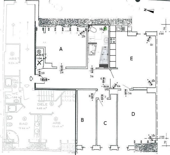 Appartamento di 5 locali recentemente ristrutturato sul Kaßberg – Grundriss mit Bild-Lokationen