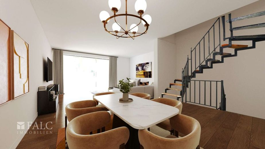 Der Feinschliff liegt bei Ihnen! Moderne Neubau DHH mit Garten und tollem Schnitt - FALC Immobilien – Wohnbereich EG Vis.