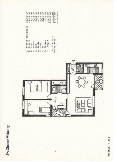 Wörth/Maximiliansau'da balkon ve loggialı aydınlık 3,5 odalı daire – tadilat sonrası ilk kullanım – Grundriss