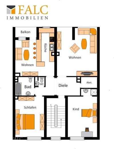 Großzügige 3,5-Zimmer-Wohnung mit Balkon und optionalem Dachboden in Essen-Holsterhausen – Grundriss