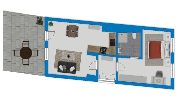 Perfekt für junges Glück!
2  Zimmerwohnung mit Terrasse – Grundriss