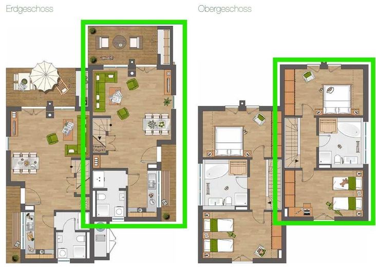 Semi-detached house in the Baltic Sea resort Olpenitz Kappeln, waterside location with large plot – Grundriß grün