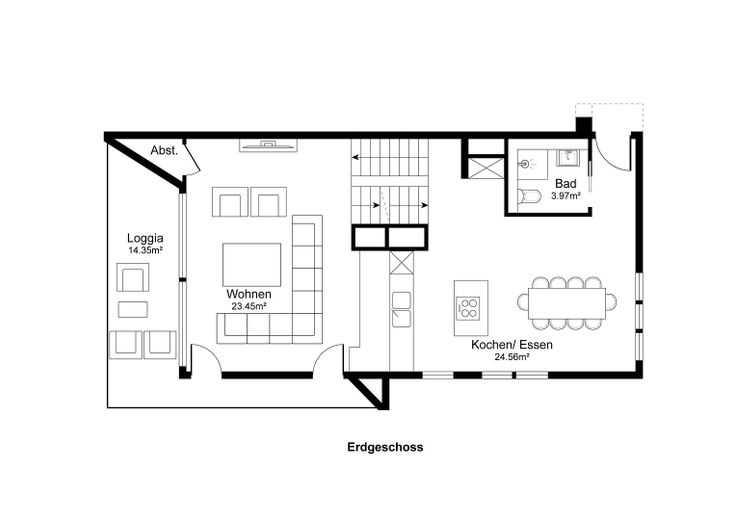 Erdgeschoss und Zwischenetage