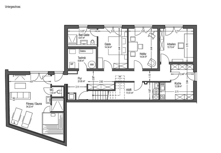 Architect’s villa 2023 | 323 m² | Kinzigtal view | Sauna & fireplace | A+ | Frankfurt 35 min – Grundriss - UG