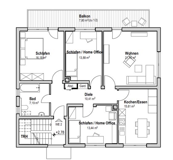 Helle, renovierte 4-Zimmer-Wohnung (1.OG) mit Küche und Süd-Balkon in ruhiger Lage in Kleinostheim – Foto 24