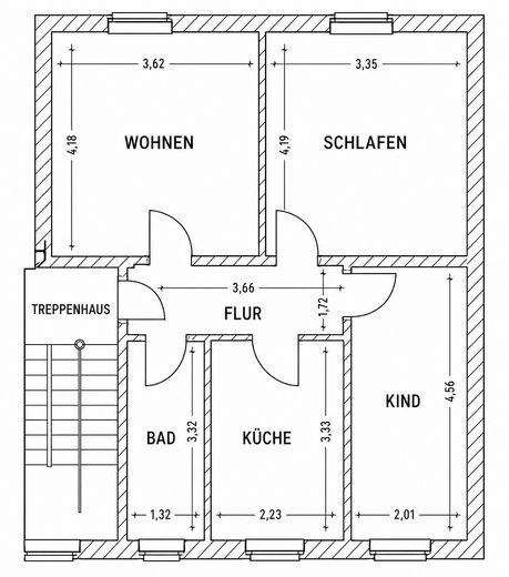 3-Zimmer-Wohnung in Braunschweig – Für Selbst-Renovierer – Grundriss