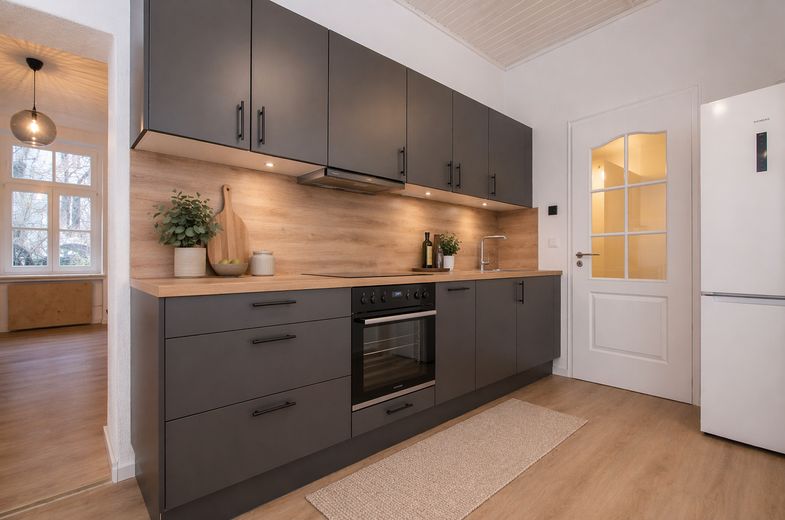 Sin comisión: apartamento de época renovado de 2 habitaciones en Schulstraße – Küche mit EBK